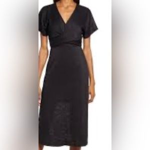 All in Favor Phoebe Black Midi Dress